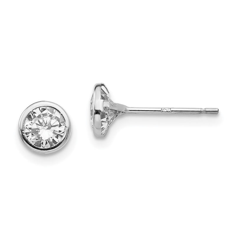 14K White Gold Madi K 5mm Bezel Set Cz Post Earrings