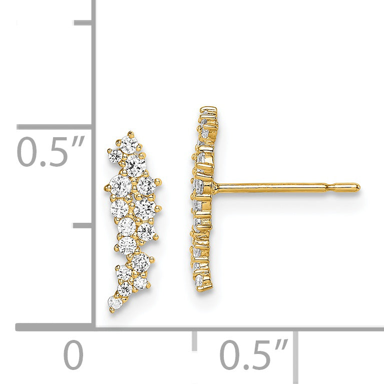 14K Yellow Gold Madi K Cz Cluster Post Earrings