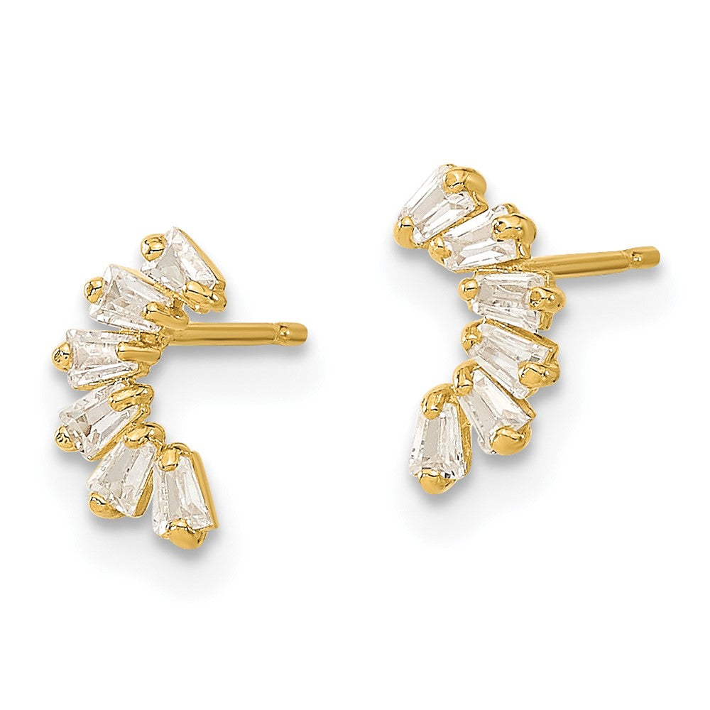14K Yellow Gold Madi K Cz Arch Post Earrings