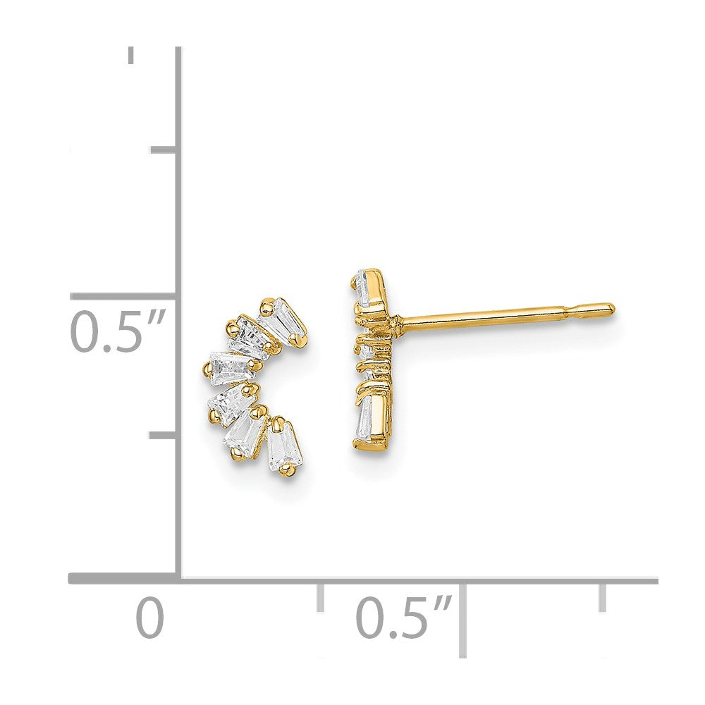 14K Yellow Gold Madi K Cz Arch Post Earrings