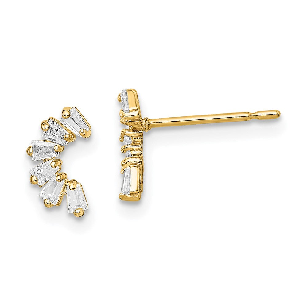 14K Yellow Gold Madi K Cz Arch Post Earrings