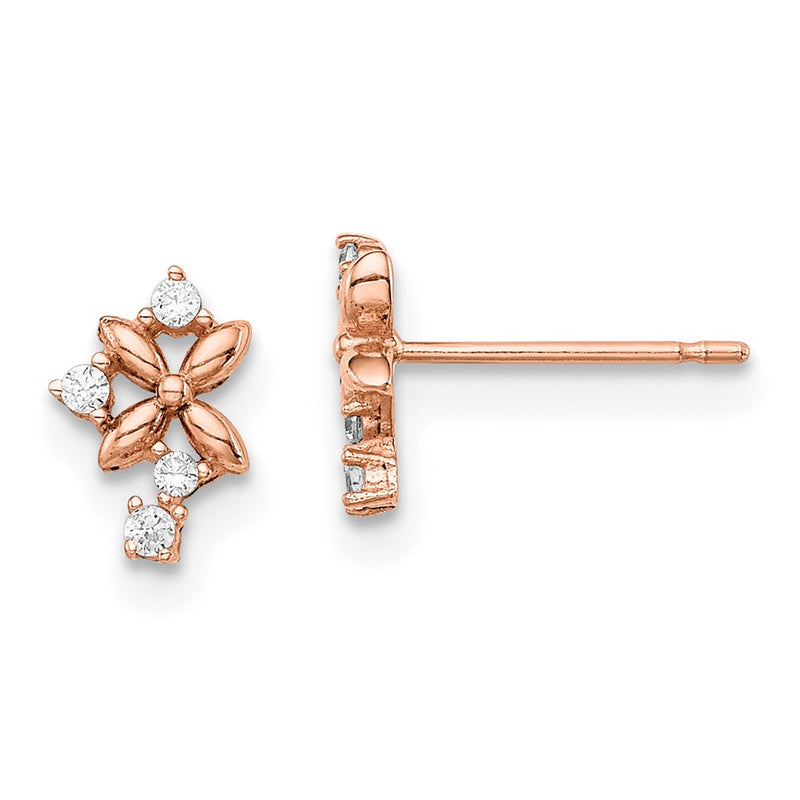 14K Rose Gold Madi K Cz Post Earrings
