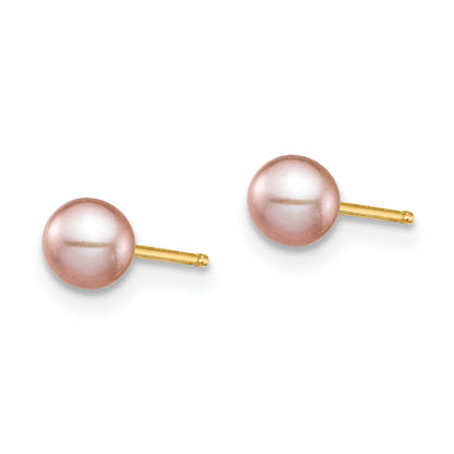 14K Yellow Gold Madi K 4-5mm White/Pink/Purple Round Fwc Pearl Post Earrings Set