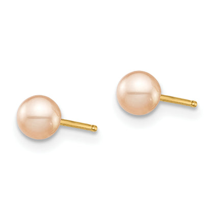 14K Yellow Gold Madi K 4-5mm White/Pink/Purple Round Fwc Pearl Post Earrings Set