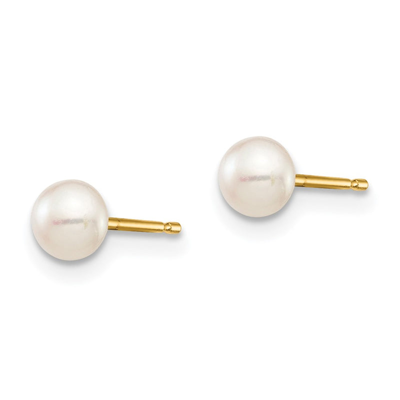 14K Yellow Gold Madi K 4-5mm White Button Freshwater Cultured Pearl Stud Post Earrings