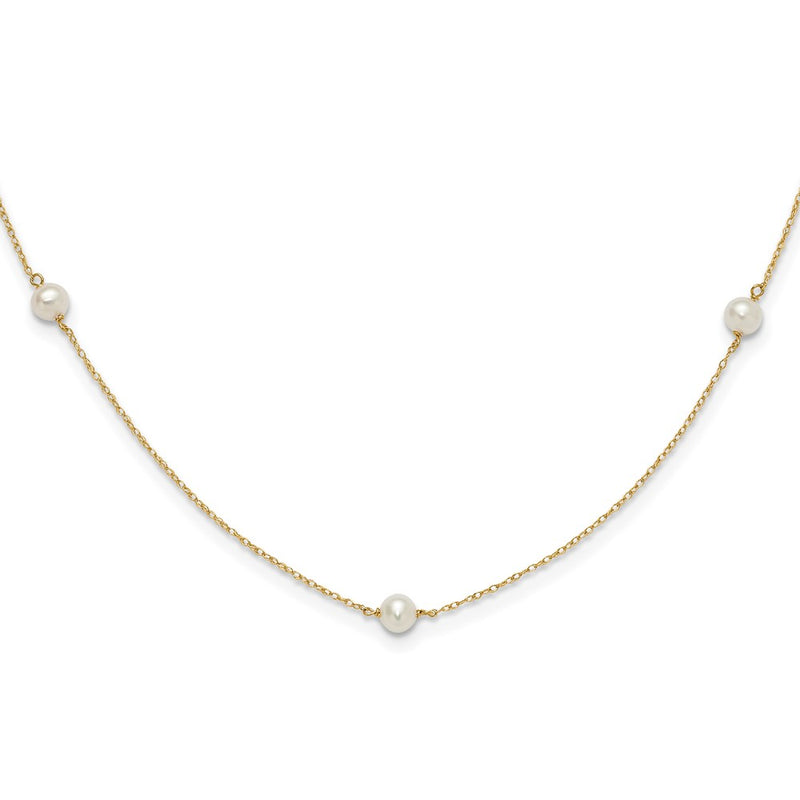 14K Yellow Gold Madi K 4-5mm White Round Fw Cultured Pearl 5-Station Necklace