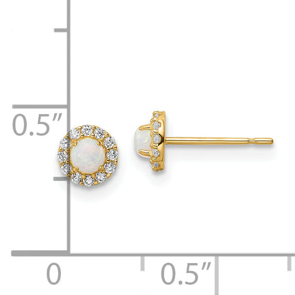 14K Yellow Gold Madi K Cz And Created Opal Post Earrings
