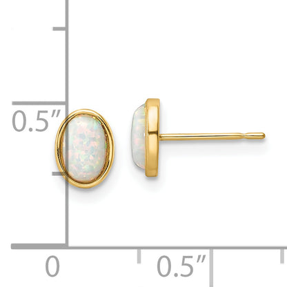14K Yellow Gold Madi K Created Opal Post Earrings