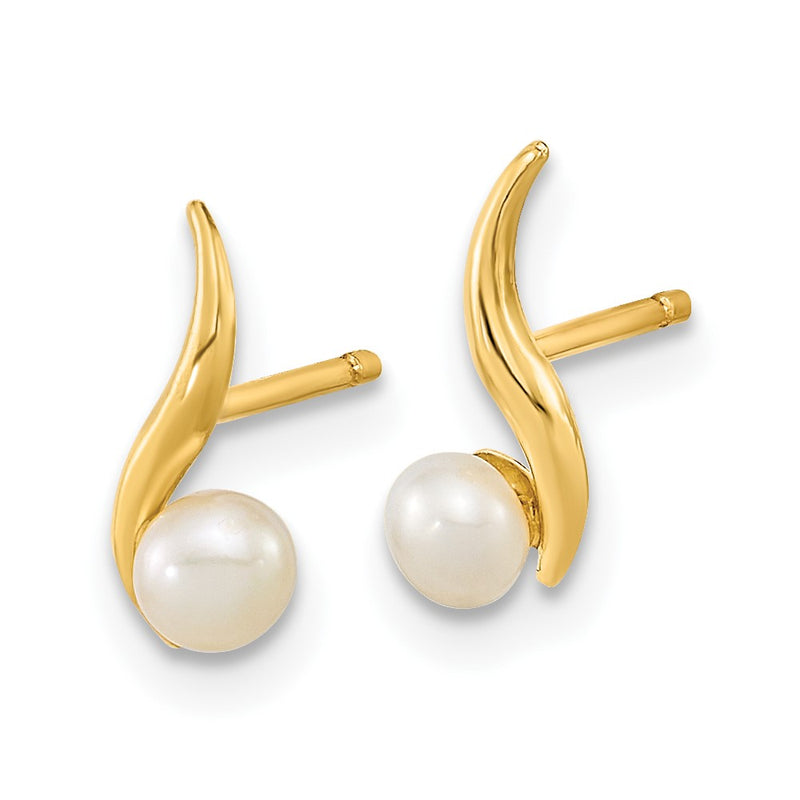 14K Yellow Gold Madi K Polished 3.25mm Freshwater Cultured Pearl Post Earrings