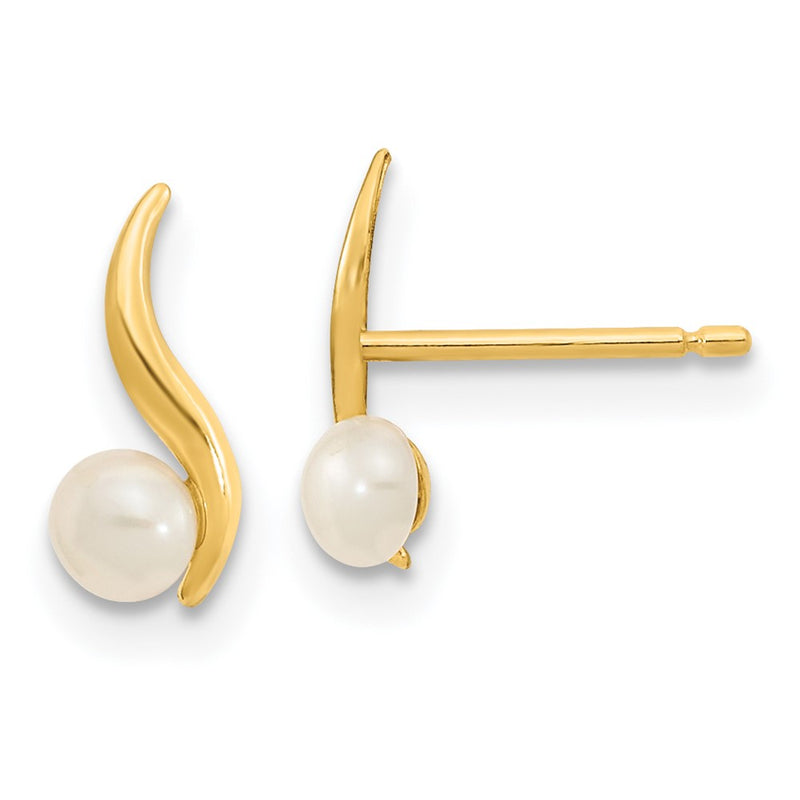 14K Yellow Gold Madi K Polished 3.25mm Freshwater Cultured Pearl Post Earrings