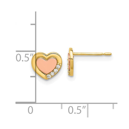 14K Madi K Two-Tone Polished CZ Heart Post Earrings