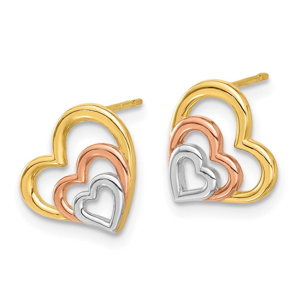 14K Yellow & Rhodium Madi K with Rose and White Rhodium Polished Heart Post Earrings