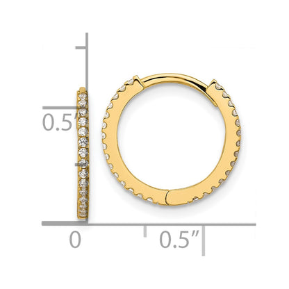 14K Yellow Gold Madi K Polished CZ 1.25mm Hinged Huggie Hoop Earrings