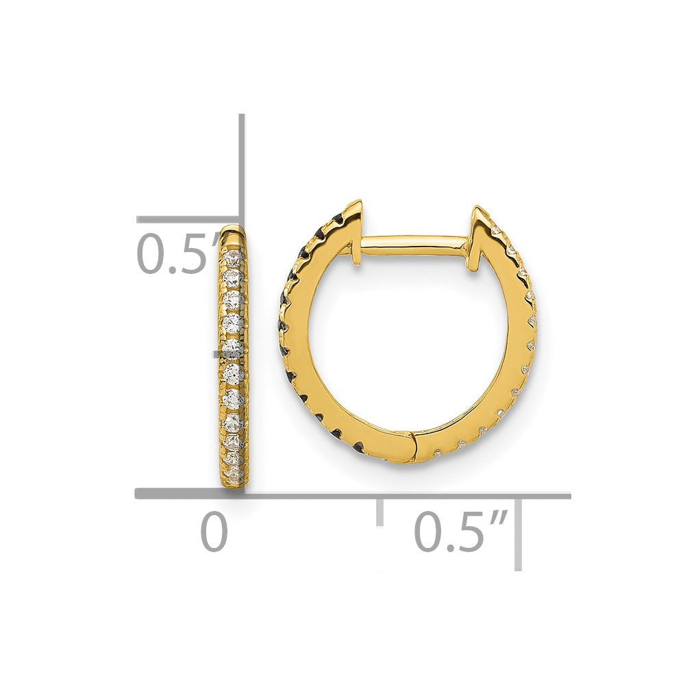 14K Yellow Gold Madi K Black and White CZ Reversible Hinged Huggie Hoop Earrings