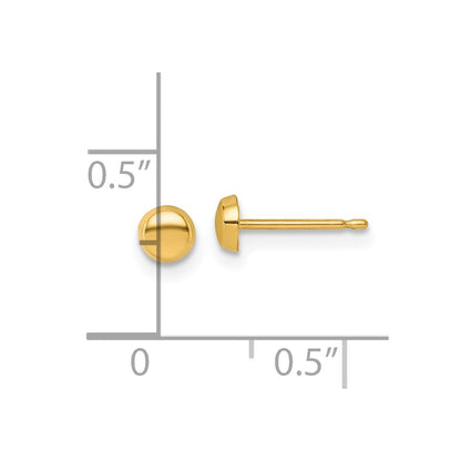 14K Yellow Gold Polished 4mm Button Post Earrings