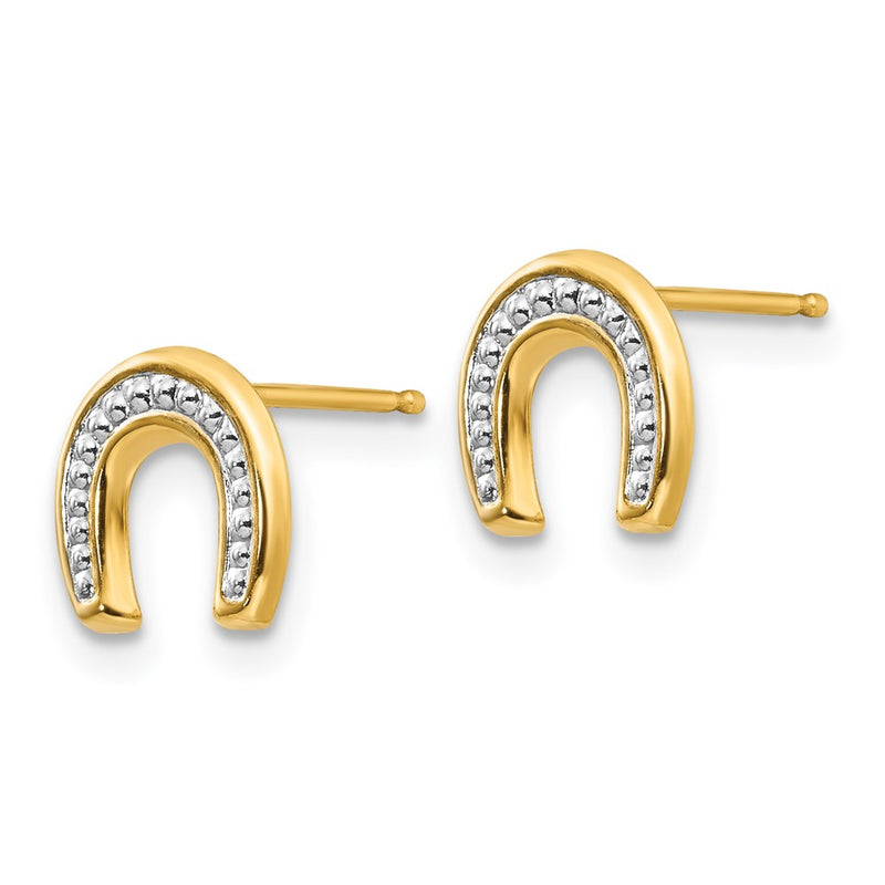 14K Yellow & Rhodium Madi K Polished Horseshoe Post Earrings