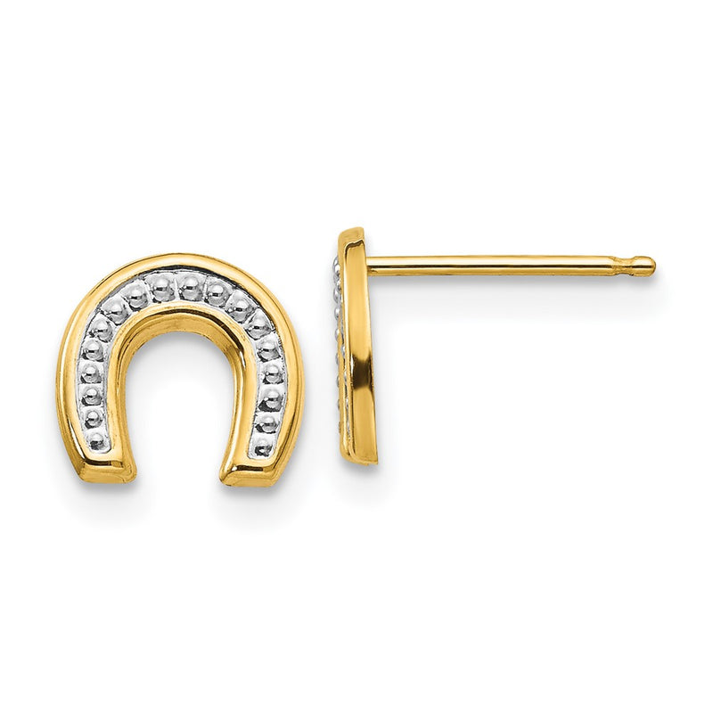 14K Yellow & Rhodium Madi K Polished Horseshoe Post Earrings
