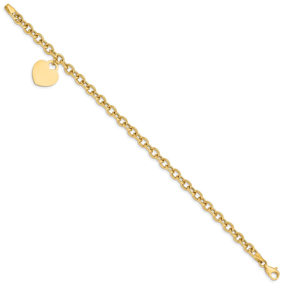 8.25 Inch 14K Heart Charm Hollow Bracelet