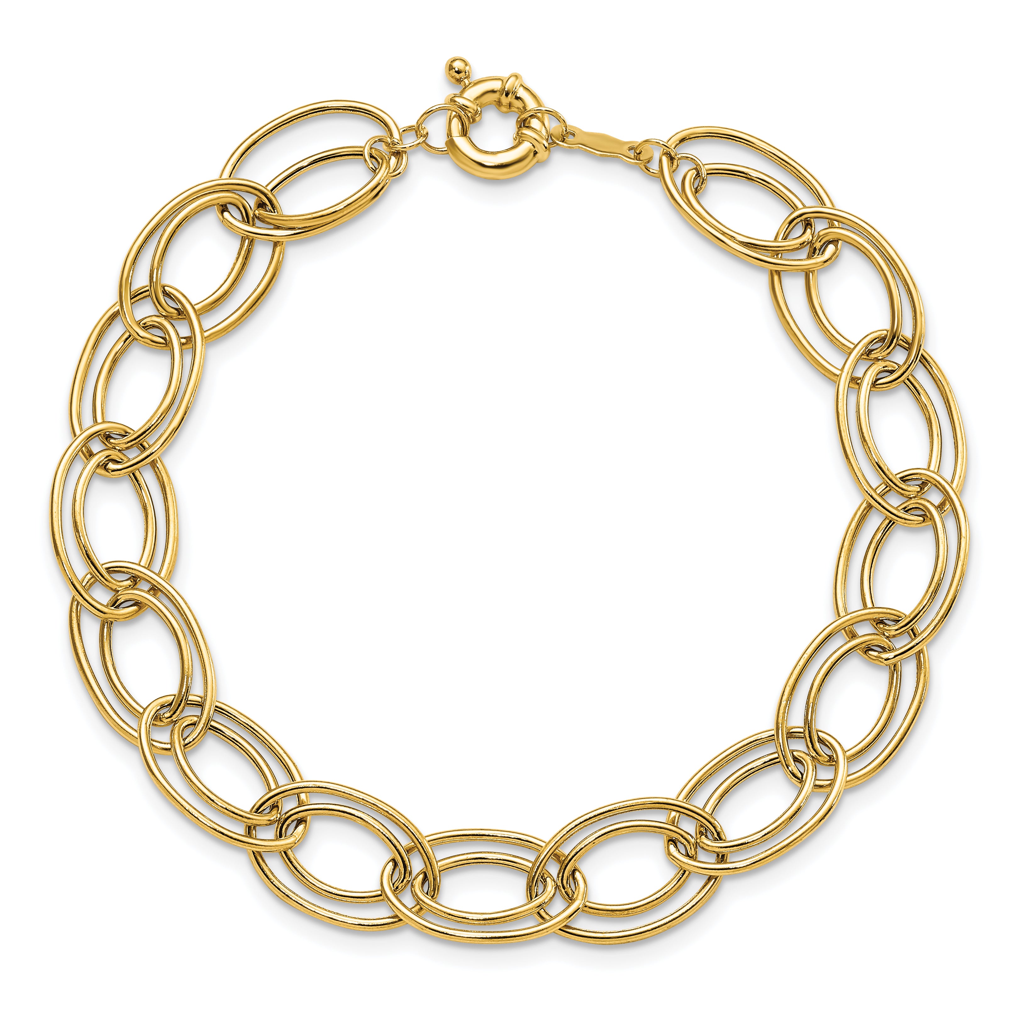 7.5 Inch 14K Fancy Oval Link Bracelet