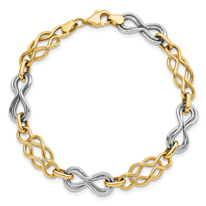 7.25 Inch 14K Two-Tone Infinity Hollow Bracelet