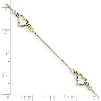 7.25 Inch 14K Fancy Heart Bracelet