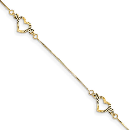 7.25 Inch 14K Fancy Heart Bracelet