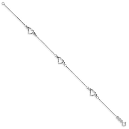 14K White Gold Fancy Heart Bracelet