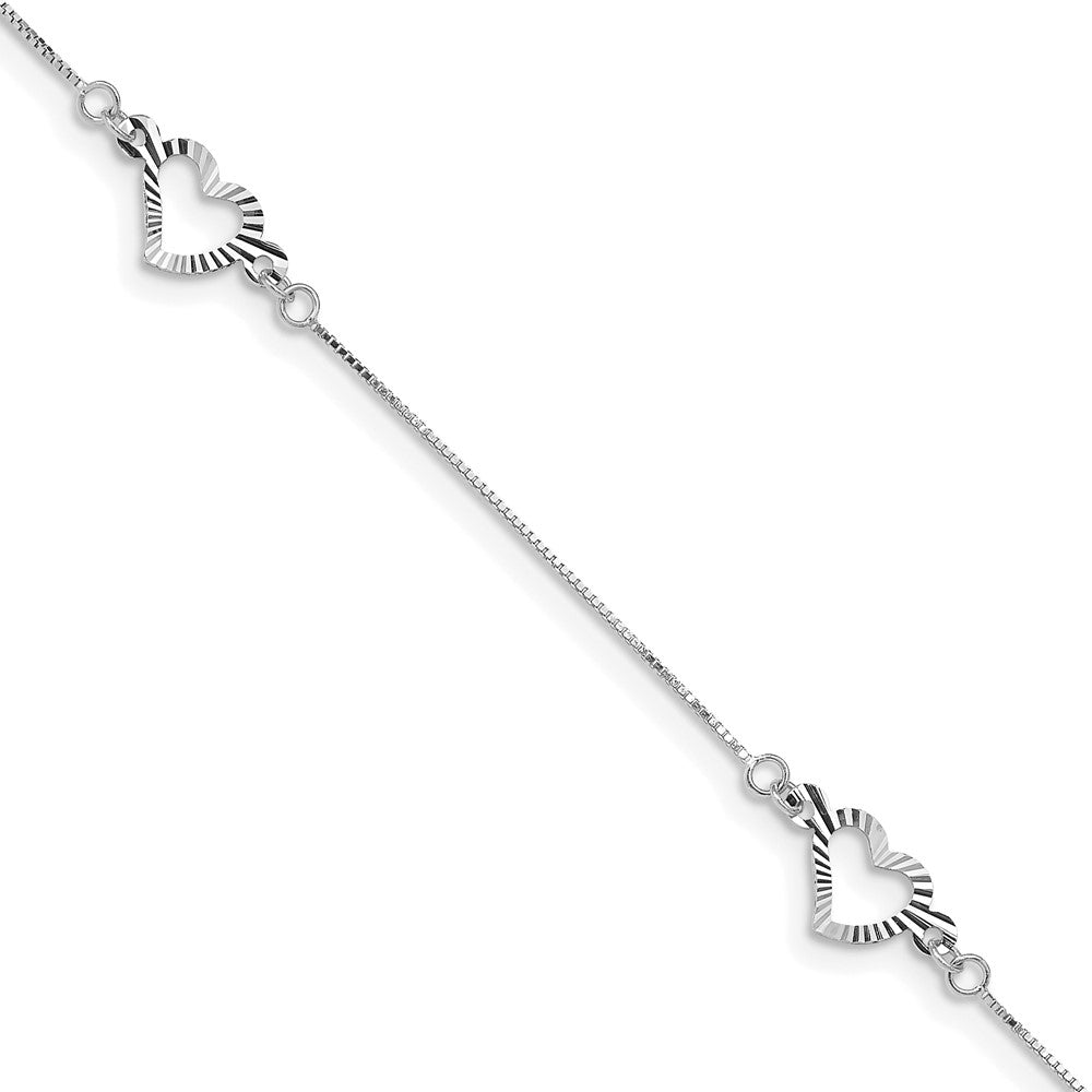 14K White Gold Fancy Heart Bracelet