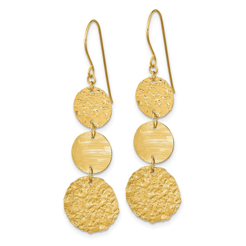 14K Yellow Gold 3-Tier Circle Drop Dangle Earring