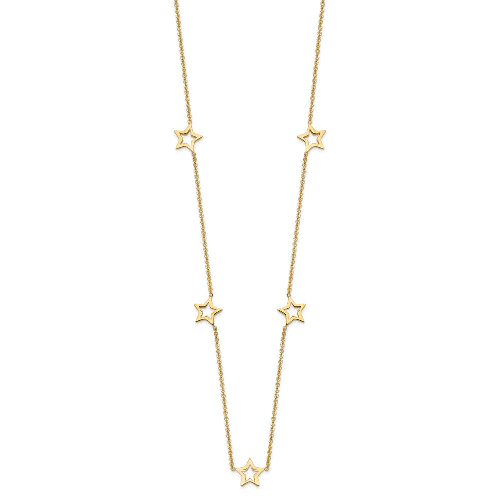 14K Yellow Gold Star W/2In Extension Necklace