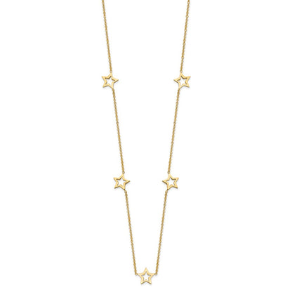 14K Yellow Gold Star W/2In Extension Necklace