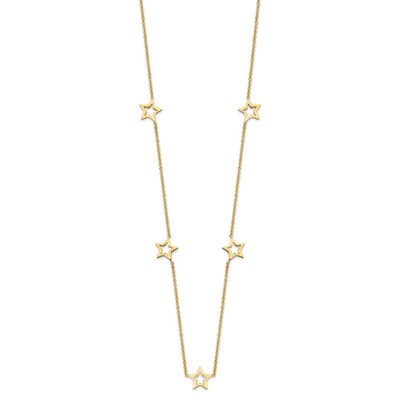 14K Yellow Gold Star W/2In Extension Necklace