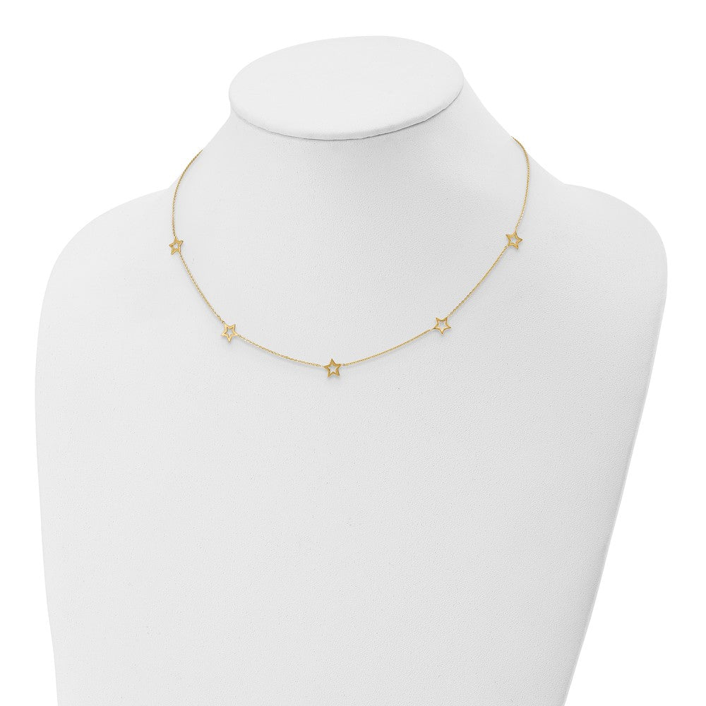 14K Yellow Gold Star W/2In Extension Necklace