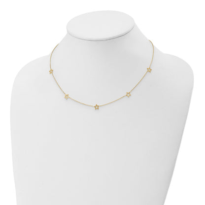 14K Yellow Gold Star W/2In Extension Necklace
