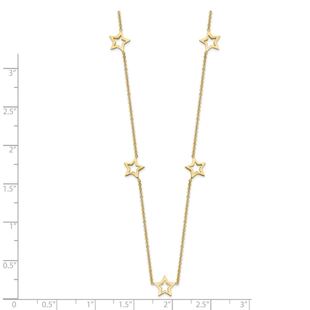14K Yellow Gold Star W/2In Extension Necklace