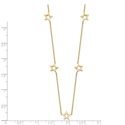 14K Yellow Gold Star W/2In Extension Necklace