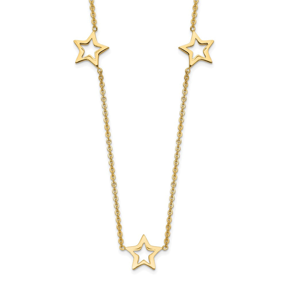 14K Yellow Gold Star W/2In Extension Necklace