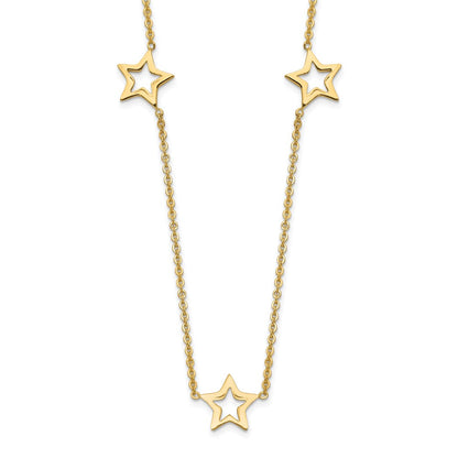 14K Yellow Gold Star W/2In Extension Necklace