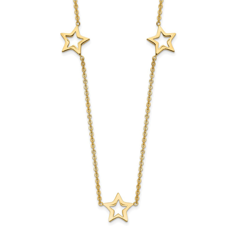 14K Yellow Gold Star W/2In Extension Necklace