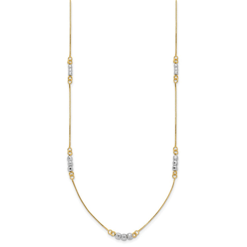 14K Two-Tone Mirror Beaded Necklace