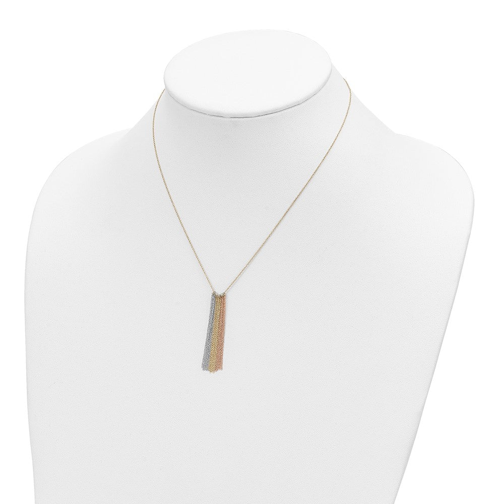 18 Inch 14K Tri-Color Dangle Chain With 2In Ext Necklace