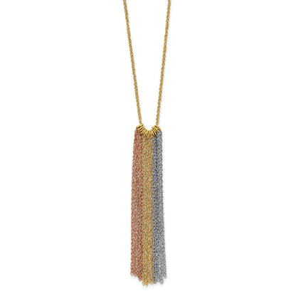18 Inch 14K Tri-Color Dangle Chain With 2In Ext Necklace