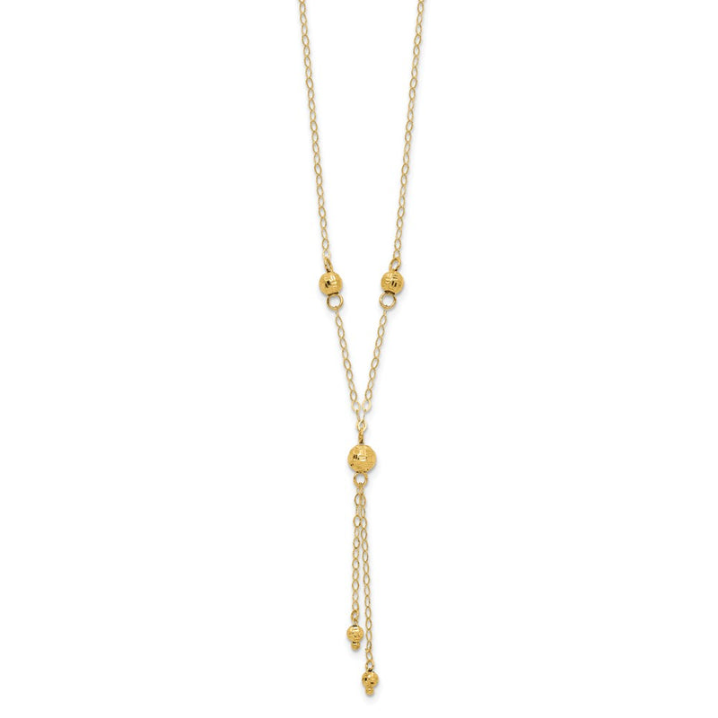 14K Yellow Gold Bead Lariat With 2In Ext Necklace