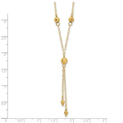 14K Yellow Gold Bead Lariat With 2In Ext Necklace