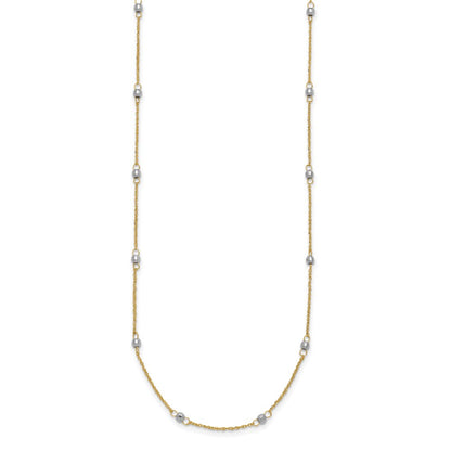 14K Two-Tone Ropa Mirror Bead W/2In Ext Necklace