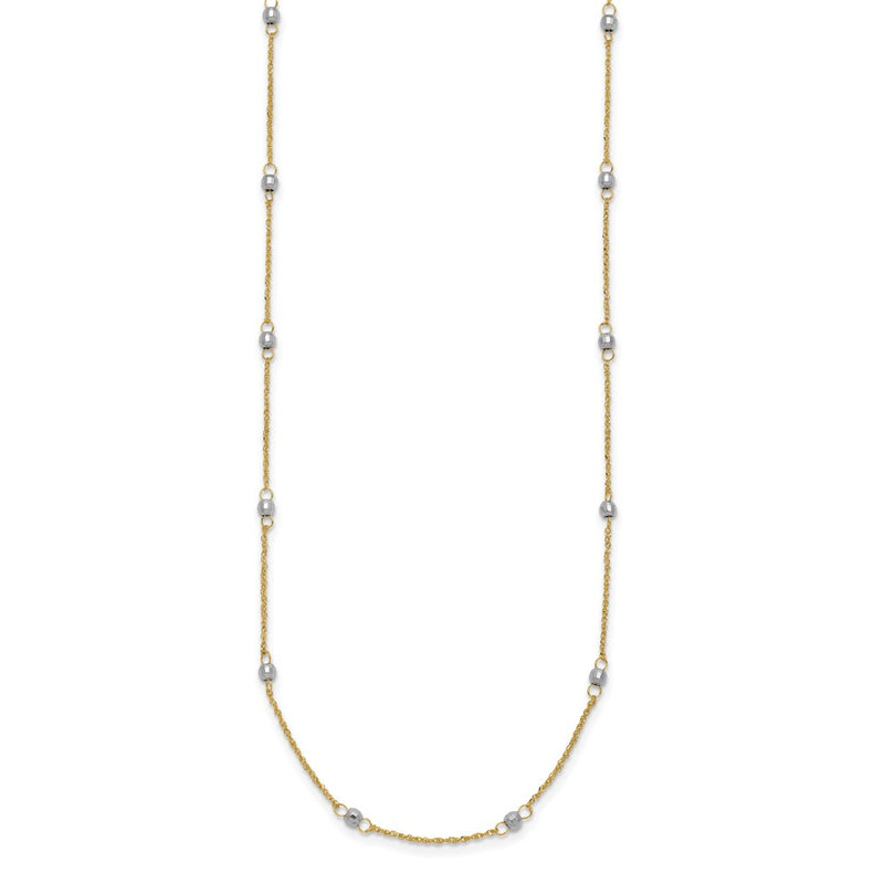 14K Two-Tone Ropa Mirror Bead W/2In Ext Necklace