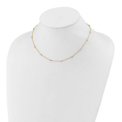 14K Two-Tone Ropa Mirror Bead W/2In Ext Necklace