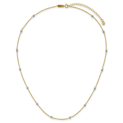 14K Two-Tone Ropa Mirror Bead W/2In Ext Necklace