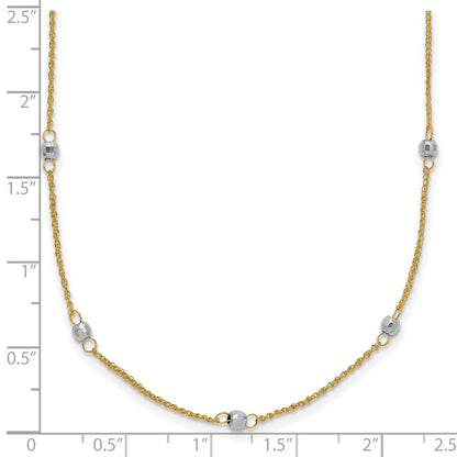 14K Two-Tone Ropa Mirror Bead W/2In Ext Necklace