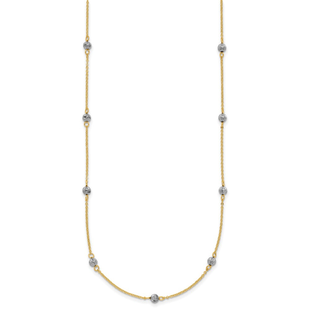 14K Two-Tone D/C Beads W/ 2In Ext Necklace